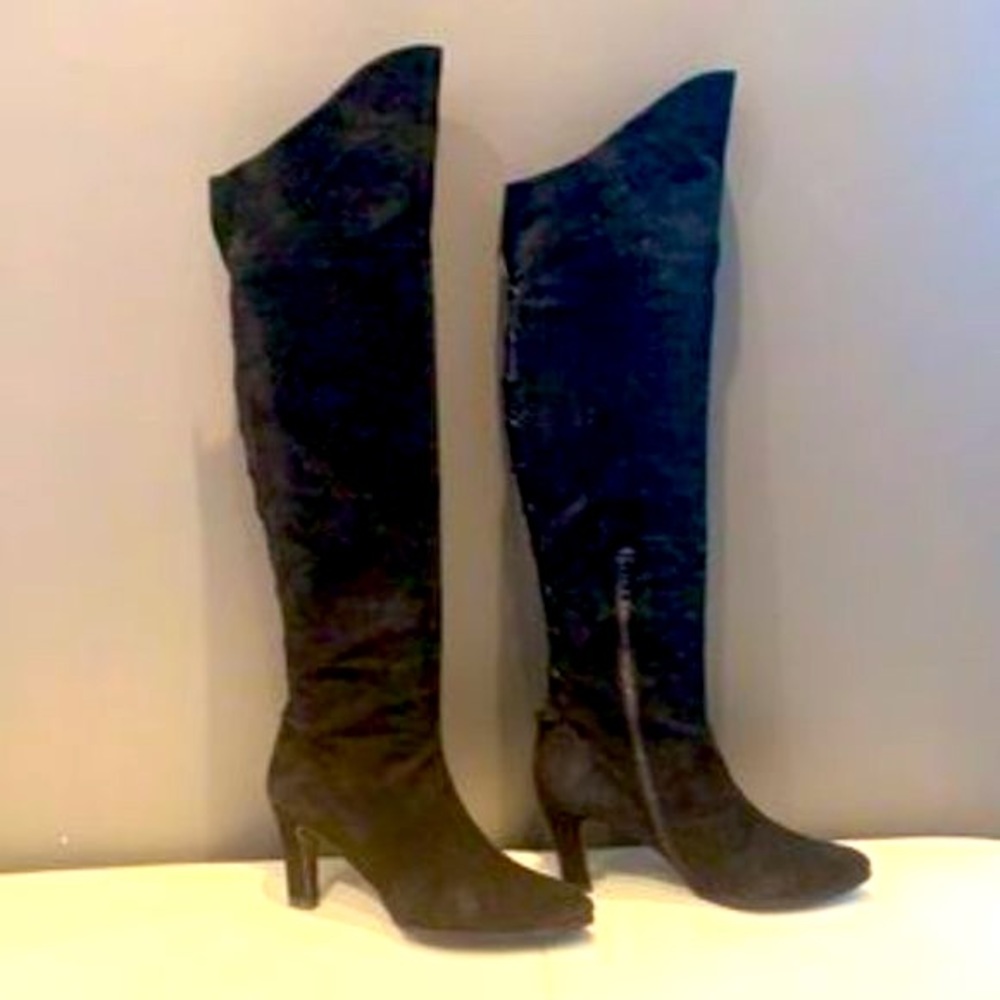 🇮🇹VTG 90’ Stuart Weitzman 💯% Suede/Leather O/U Knee Boots - Picture 8 of 17